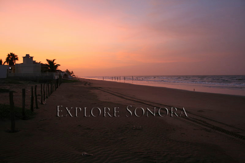 Sunset on the beach at Huatabampito, Sonora