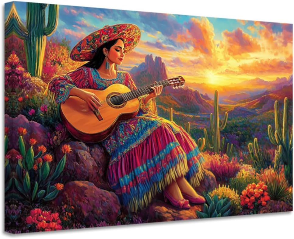 Mexicana Guitarrista Cultural Canvas