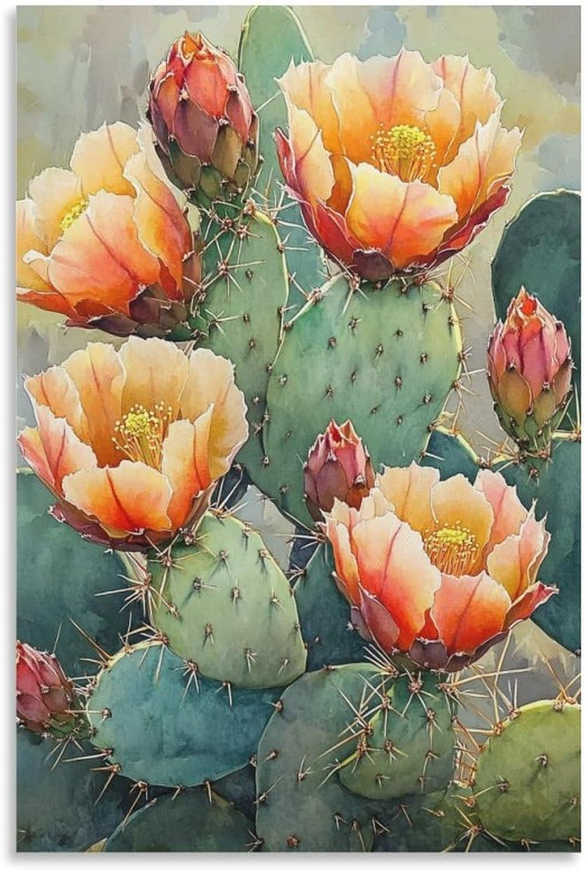 Prickly Pear Cactus Watercolor Poster Print