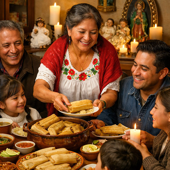 A Mexican family celebrates La Candelaria on Feb 2
